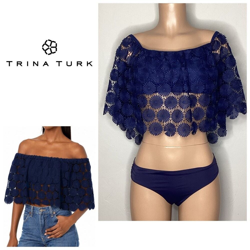 New. Trina Turk navy lace bikini set. Large. Retails $189